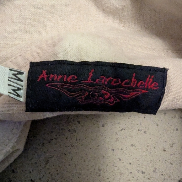 Medieval linen shirt with leather lacing  Designer Anne LaRochelle  M Fits M-XL - Picture 5 of 9